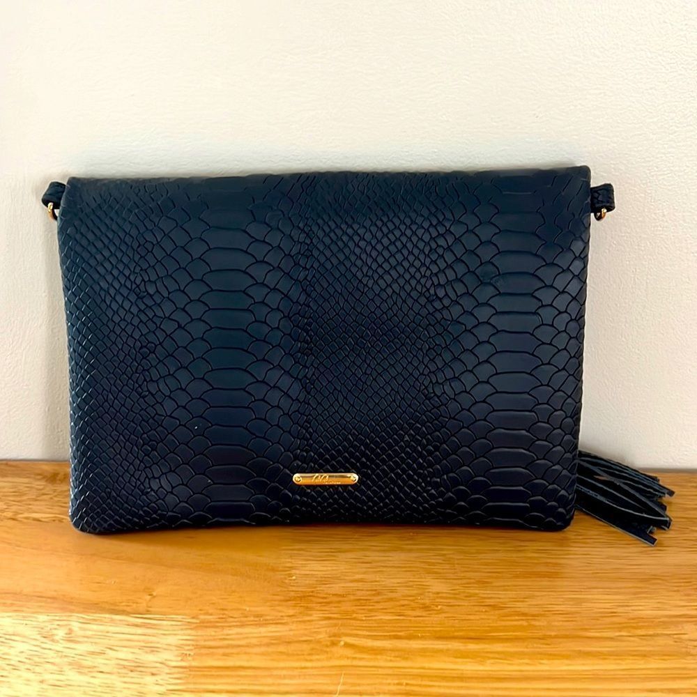 Gigi New York Rachel Fold Over Clutch Navy Blue
